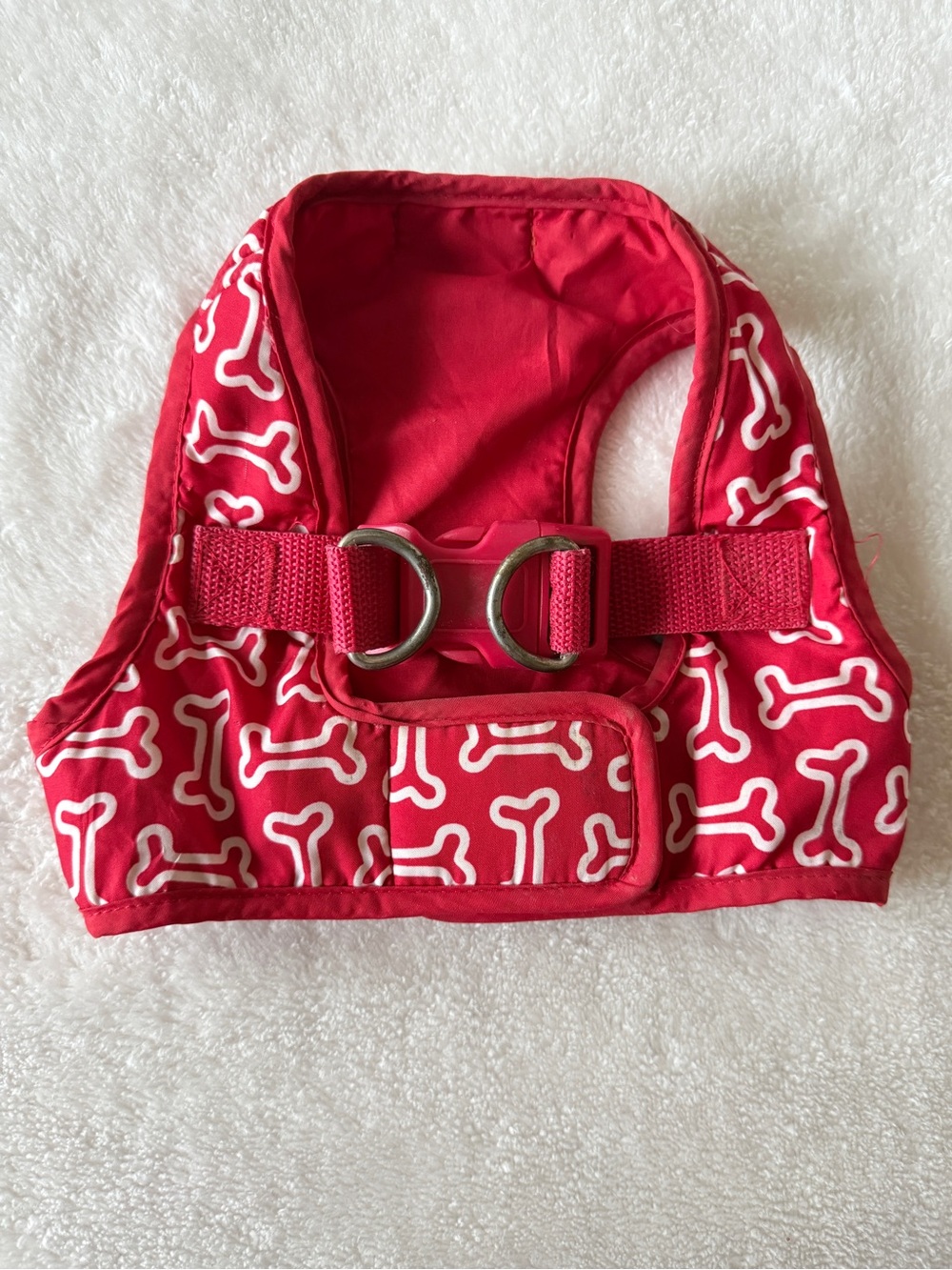 Simplydog  white bone & red dog harness quick-release buckle metal D-rings M
